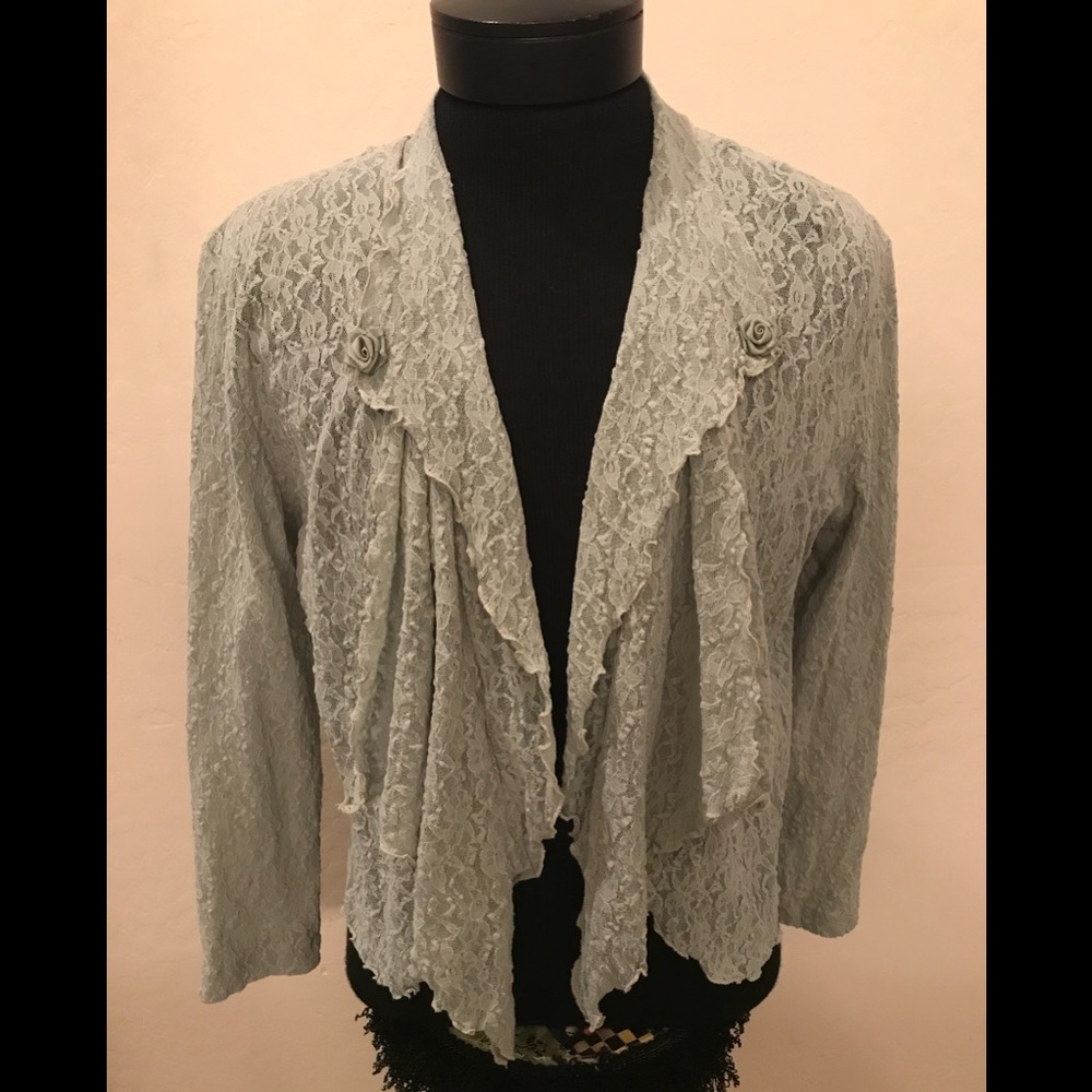 Vtg once worn Mint Green WILD ROSE Lace Sz M/L Jkt